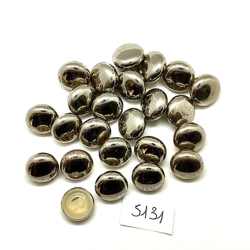 24 boutons en métal argenté et nylon dessous - 12mm - tr5131