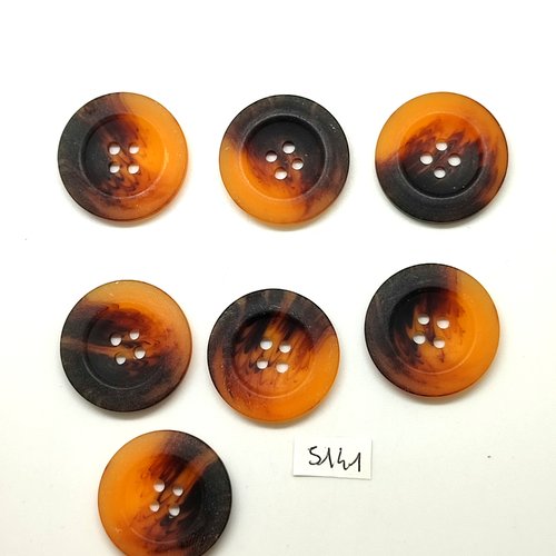 7 boutons en résine orange et marron - 27mm - tr5141