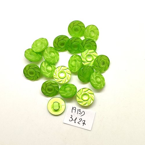 20 boutons en résine vert - 12mm - abd3127