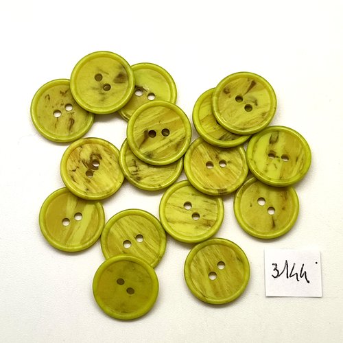16 boutons en résine vert - 15mm - abd3144