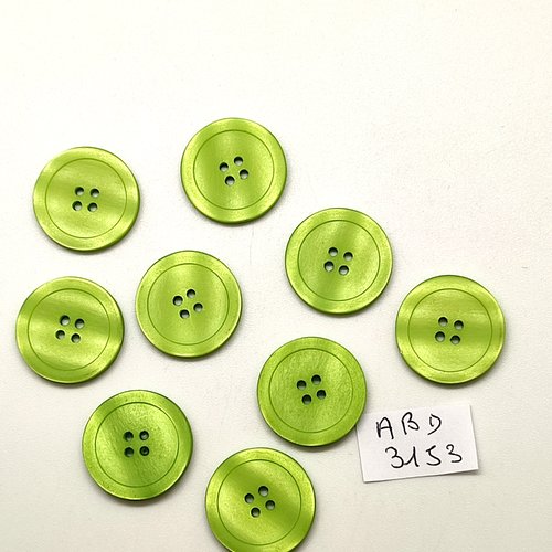 9 boutons en résine vert - 18mm - abd3153