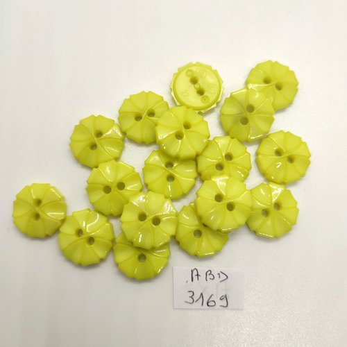 17 boutons en résine vert / jaune - 15mm - abd3169