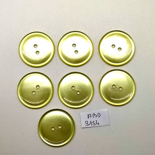 7 boutons en résine vert / jaune - 27mm - abd3154