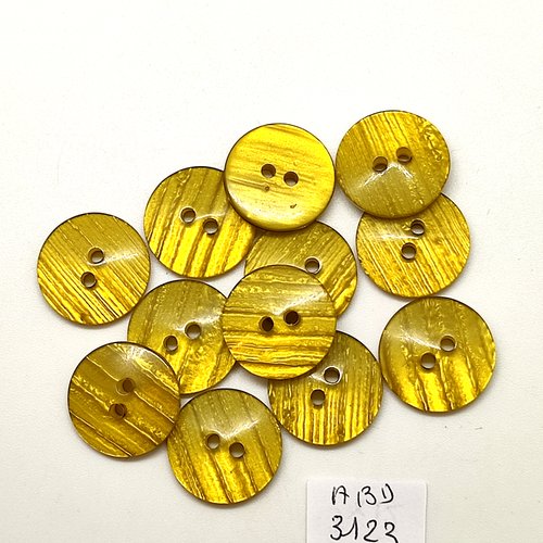 12 boutons en résine vert/ jaune - 18mm - abd3123
