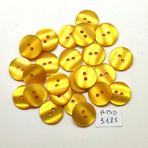 25 boutons en résine jaune - 15mm - abd3125