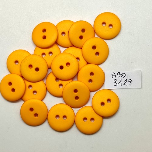 19 boutons en résine orange - 15mm - abd3128