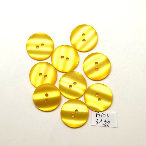 9 boutons en résine jaune - 20mm - abd3122
