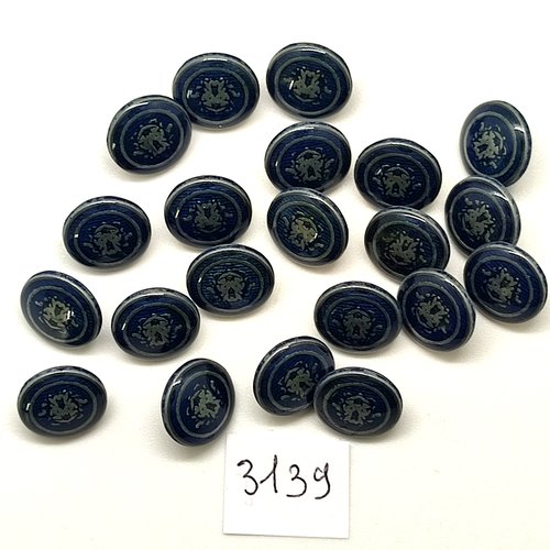 21 boutons en métal gris / bleu - 11mm - abd3139