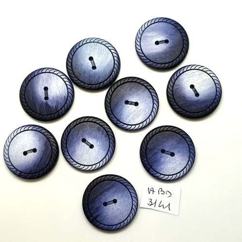 9 boutons en résine bleu dégradé - 26mm - abd3141