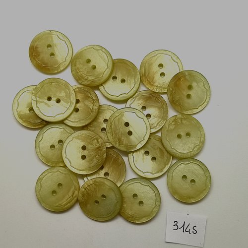 20 boutons en résine vert - 18mm - abd3145