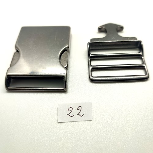 1 boucle de ceinture en métal argenté - 73mm fermé