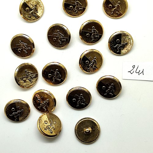 16 boutons en résine doré (footballeur) - 15mm - 241