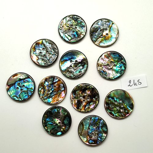 11 boutons en nacre multicolore - vintage - 22/23mm - 245