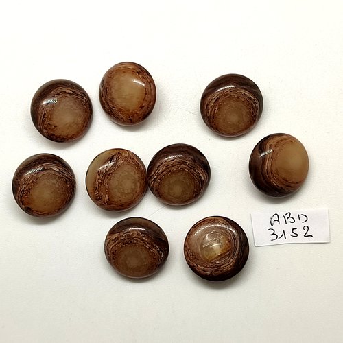 9 boutons en résine marron et beige - 17mm - abd3152