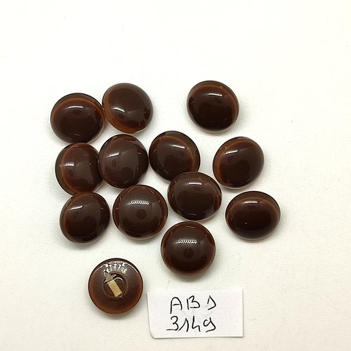 13 boutons en résine marron - 12mm - abd3149