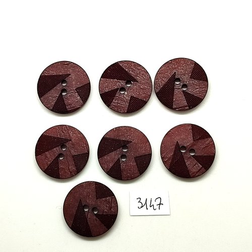 7 boutons en résine marron - 23mm - abd3147