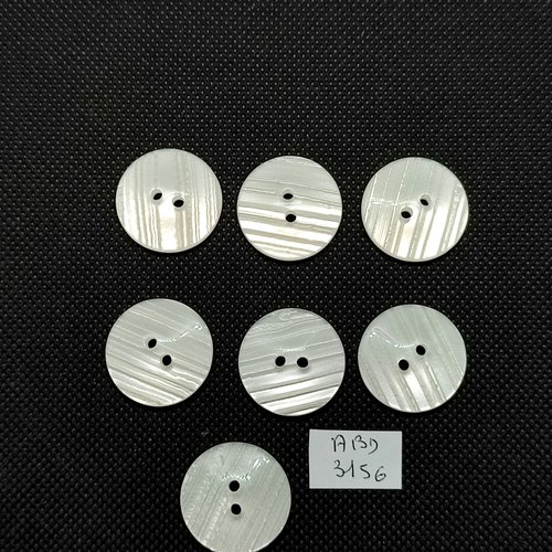 7 boutons en résine blanc cassé - 22mm - abd3156