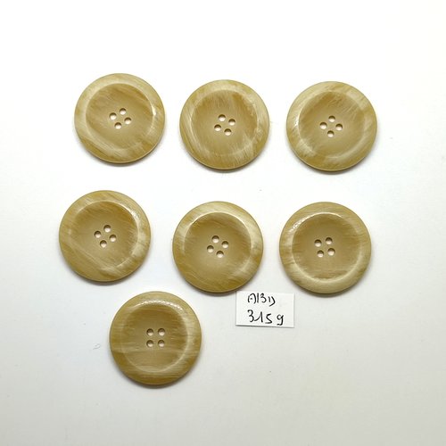 7 boutons en résine beige - 27mm - abd3159