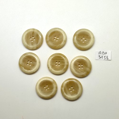 8 boutons en résine beige - 23mm - abd3158