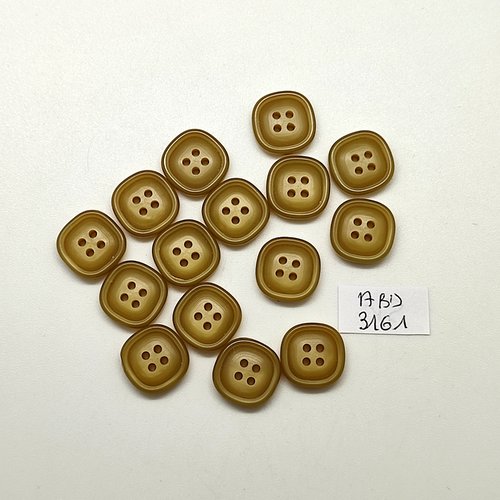15 boutons en résine vert olive - 13mm - abd3161