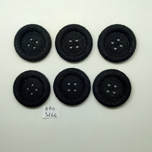 6 boutons en résine noir - 34mm - abd3166