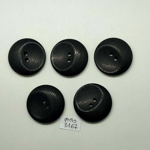 5 boutons en résine noir - 34mm - abd3167
