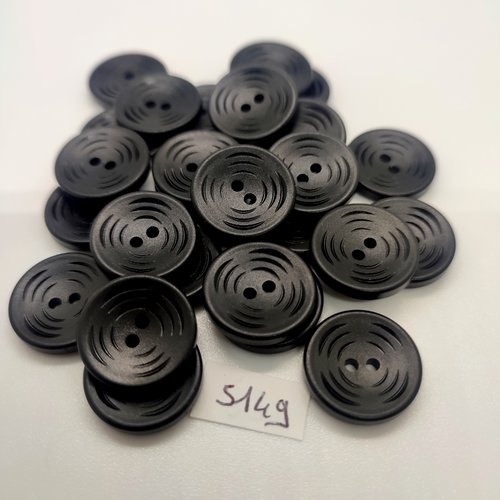 26 boutons en résine noir - 17mm - tr5149