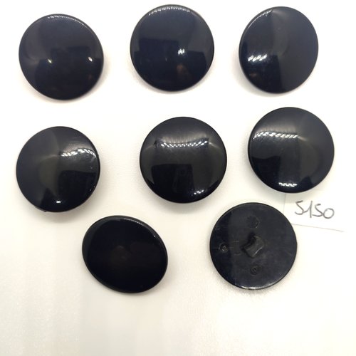 7 boutons en résine noir - 22mm - tr5150