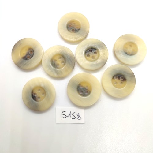 8 boutons en résine beige et marron - 20mm - tr5158