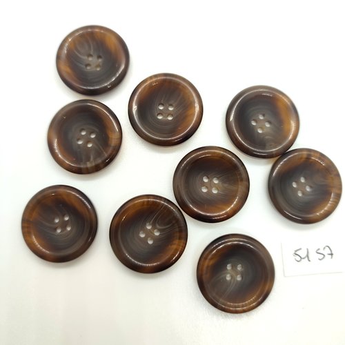 9 boutons en résine marron - 22mm - tr5157