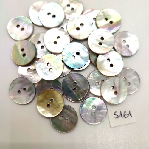 30 boutons en nacre gris - 15mm - tr5161