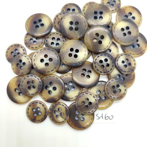 37 boutons en résine marron et beige - 18mm et 14mm - tr5160