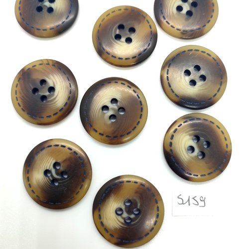 9 boutons en résine marron et beige - 25mm - tr5159