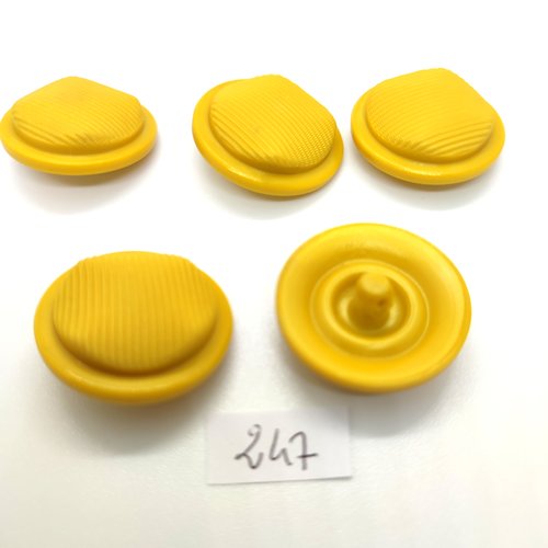 5 boutons en résine jaune - 28mm - 247