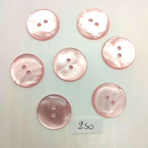 6 boutons en résine rose - 22mm - 250