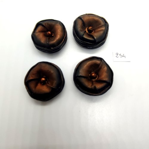 4 boutons en résine marron - 37mm - 254