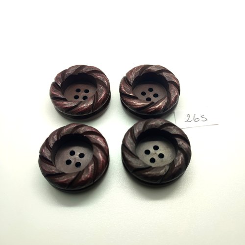 4 boutons en résine marron - 30mm - 265