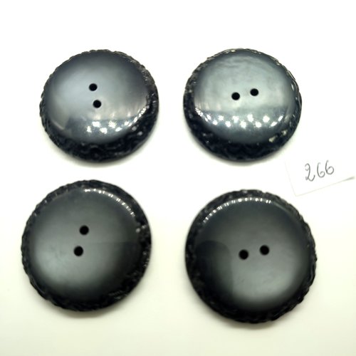 4 boutons en résine gris - 35mm - 266