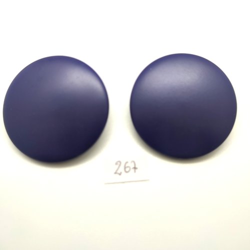 2 boutons en résine bleu - 43mm - 267
