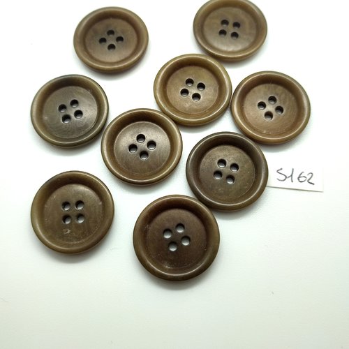 9 boutons en résine taupe / marron - 25mm - tr5162