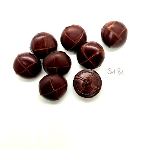 8 boutons en cuir marron foncé - 19mm - tr5181