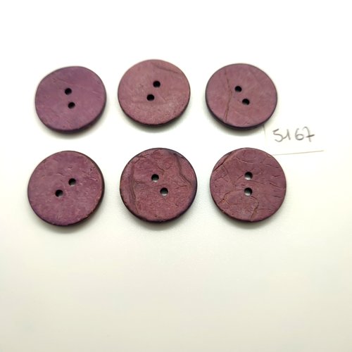 6 boutons en coco violet - 22mm - tr5167