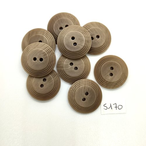 9 boutons en résine gris / beige - 22mm - tr5170