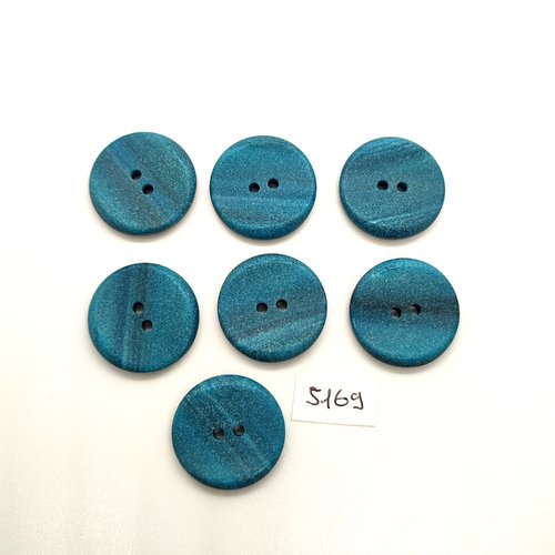 7 boutons en résine bleu - 22mm - tr5169
