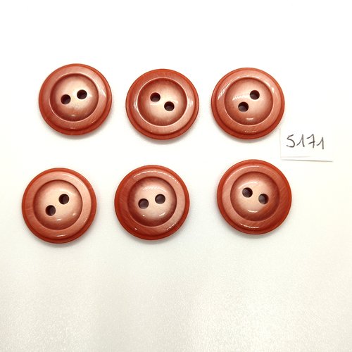 6 boutons en résine rose - 22mm - tr5171