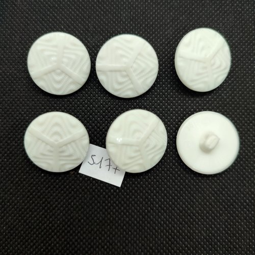 6 boutons en résine blanc - 23mm - tr5177bis