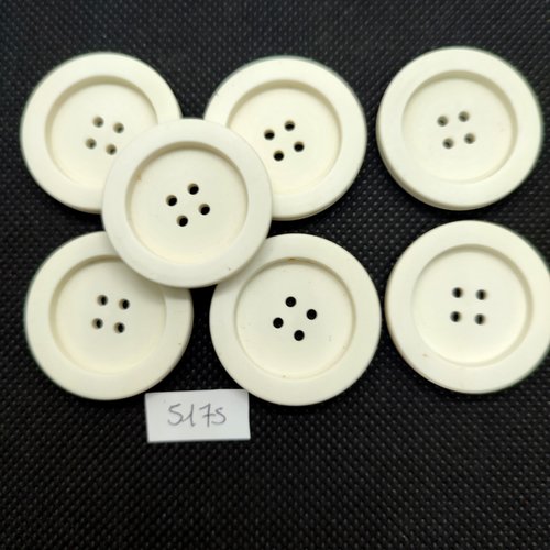 7 boutons en résine blanc - 30mm - tr5175