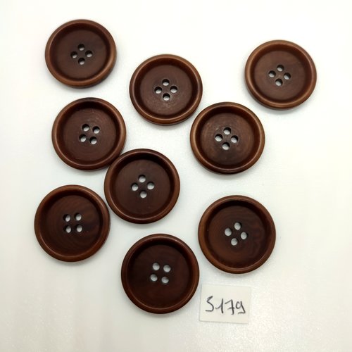 9 boutons en résine marron - 23mm - tr5179
