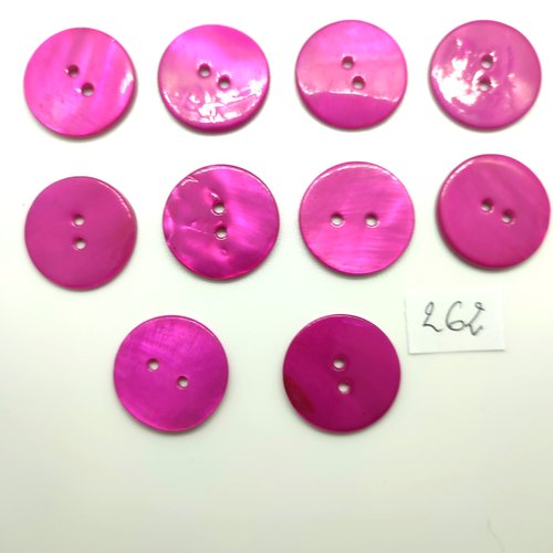 10 boutons en nacre fuchsia - 20mm - 262