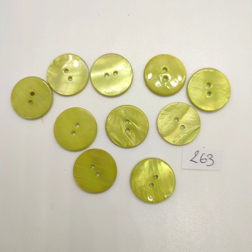10 boutons en nacre vert clair - 20mm - 263